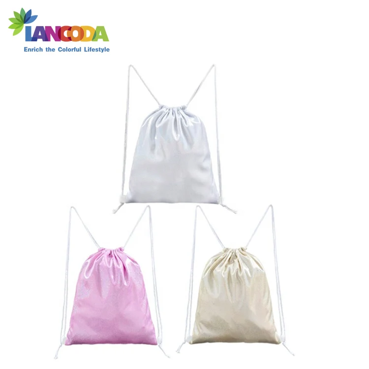 Gold Silver Pink Sublimation Drawstring GYM Bag Backpack