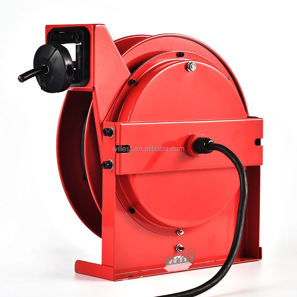 Industrial retractable cable collector WILLEST single arm steel cable storage rack HRO8036-C102 spring rewind metal cable reel