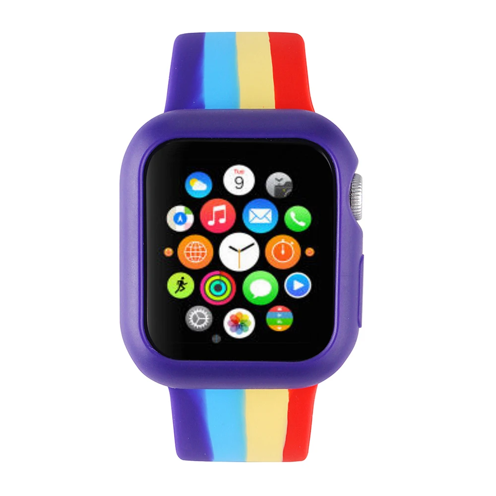 Ремешок силиконовый Одноцветный для iWatch, спортивный браслет для Apple Watch 6 SE 5 4 3 2 38 мм 40 мм 42 мм 44 мм Pride Edition