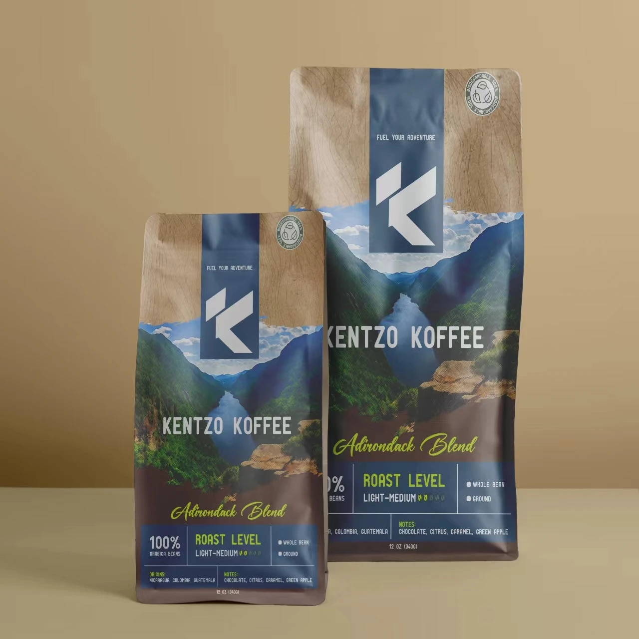 500g valve and zipper kraft compostable side gusset recyclable plastic mylar flat bottom coffee bags