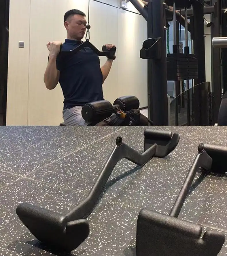T-bar V-bar Pulley Cable Machine Attachments Bicep Curl Tricep Pulldown Back Strength Training Handle Grips Pull Bar Press Down