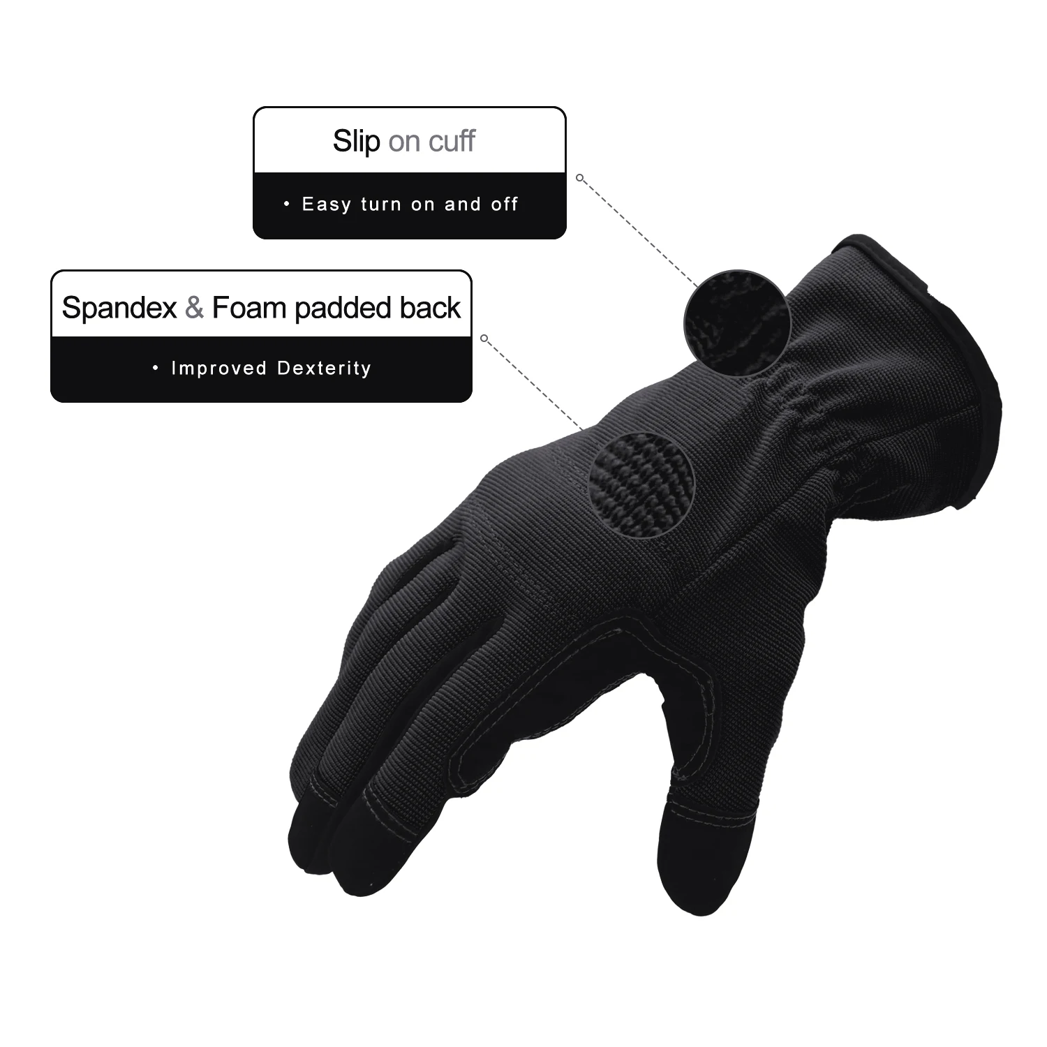 HANDLANDY black nubuck Vibration-Resistant Repair hand Gardening Work touch screen gloves for camping