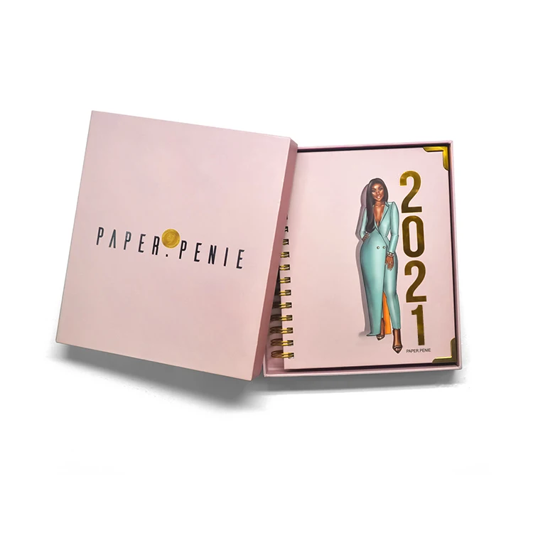 Free sample daily planner printing spiral binding notebook A4 A5 diary custom logo journal notebook with gift box packaging