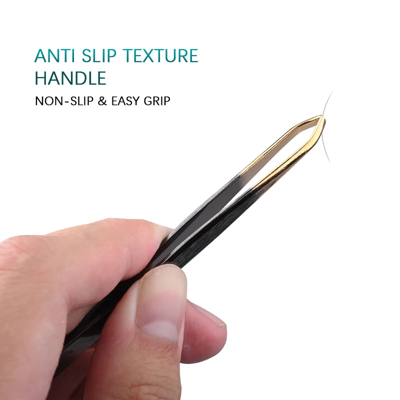 High Quality non-slip stainless steel  straight  eyelash tweezers black lash tweezers custom long lash tweezers non fiber tip