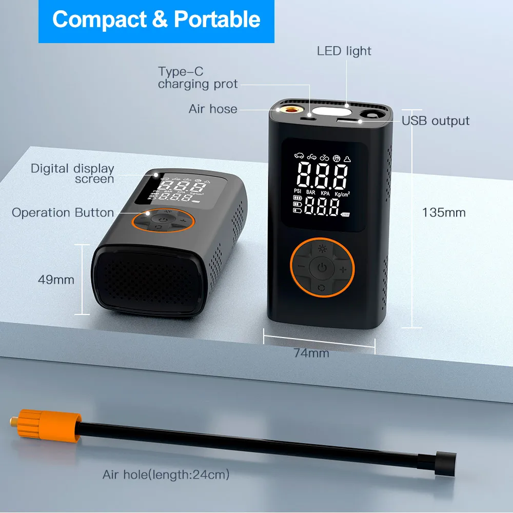 High Quality Wireless Tire Inflator Fast Inflation Digital display car tire inflation pump Air Compressor for Vehicles tires