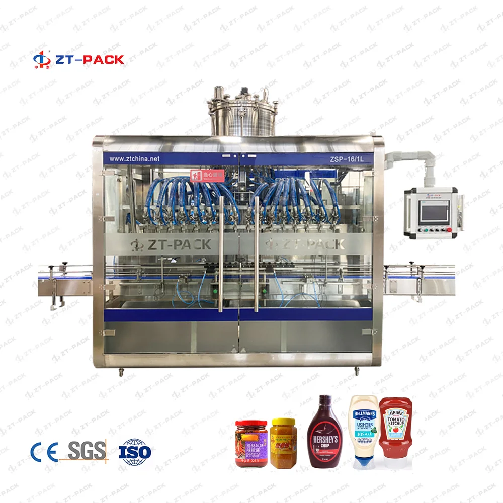 ZT-PACK Automatic 6-16 heads Linear Type Jam Tomato Suace Filling Machine Honey Stick Jam Production Line for Jar
