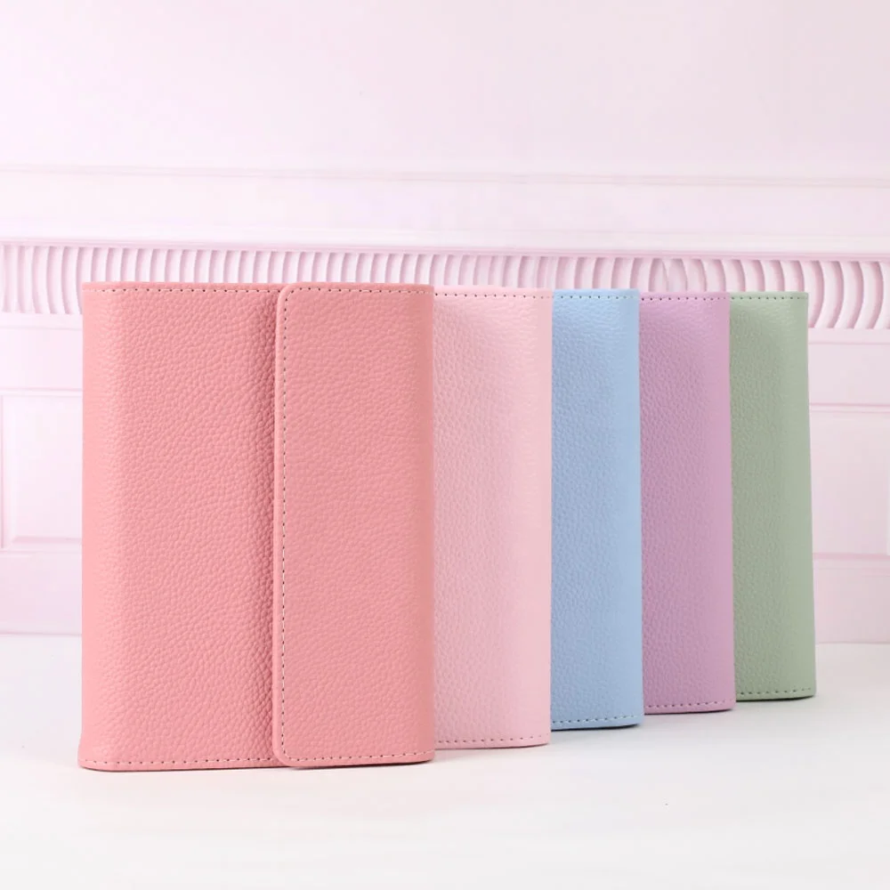 Hongbo Best Selling Custom 14-Colored A6 Pebble Leather Budget Binder as School/Office/Christmas Gift with Fly Leaf Available