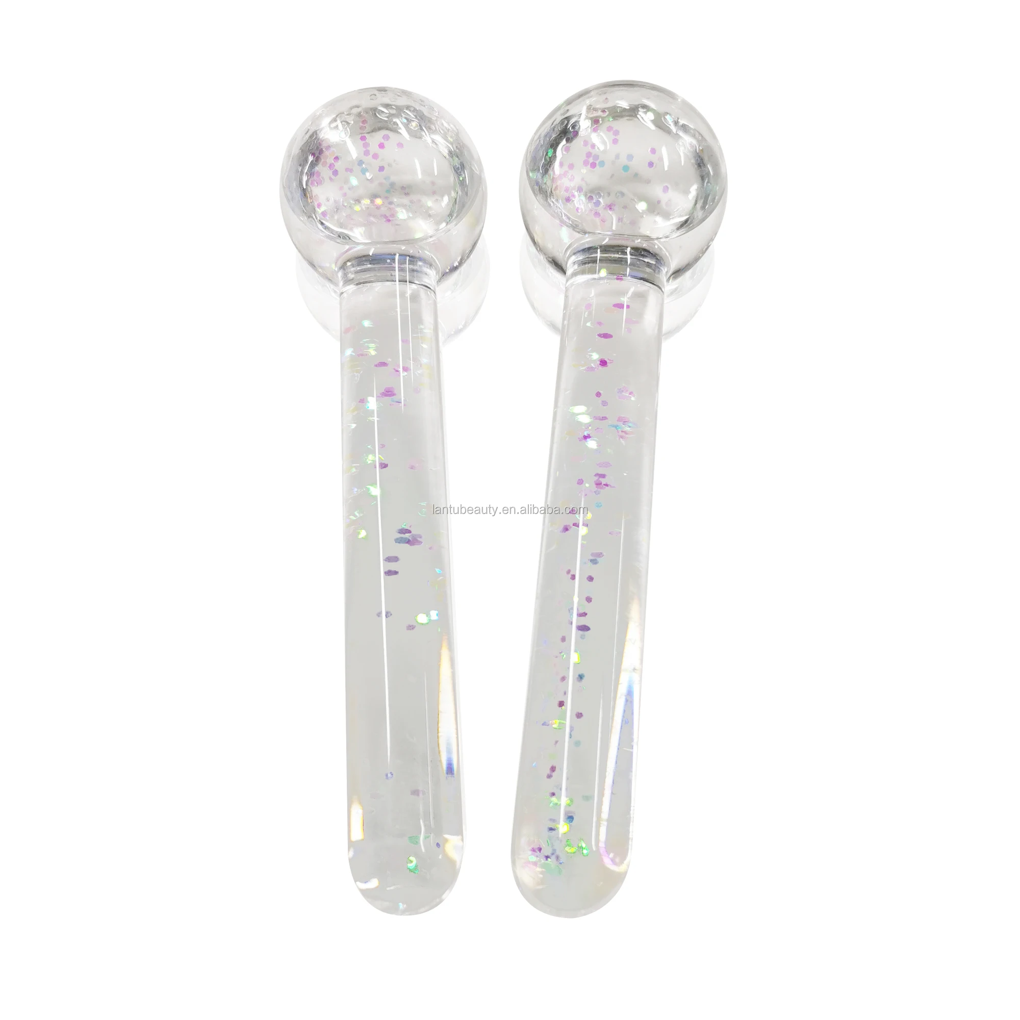 Food grade glass magic cooling rolling reduce swelling cryotherapy facial tool facial ice globe