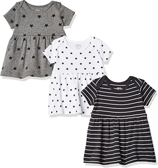 2022 new style baby girl summer dress crew neckline diaper cover