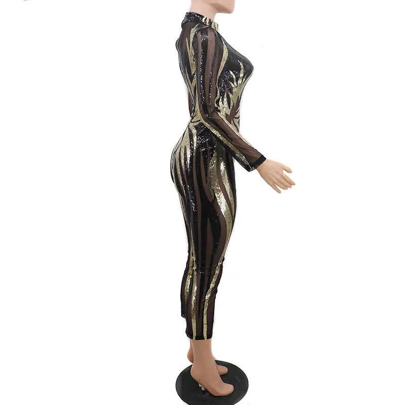 Hot style Long sleeves sexy tight ladies african print jumpsuits club wear for women FM-CY8210