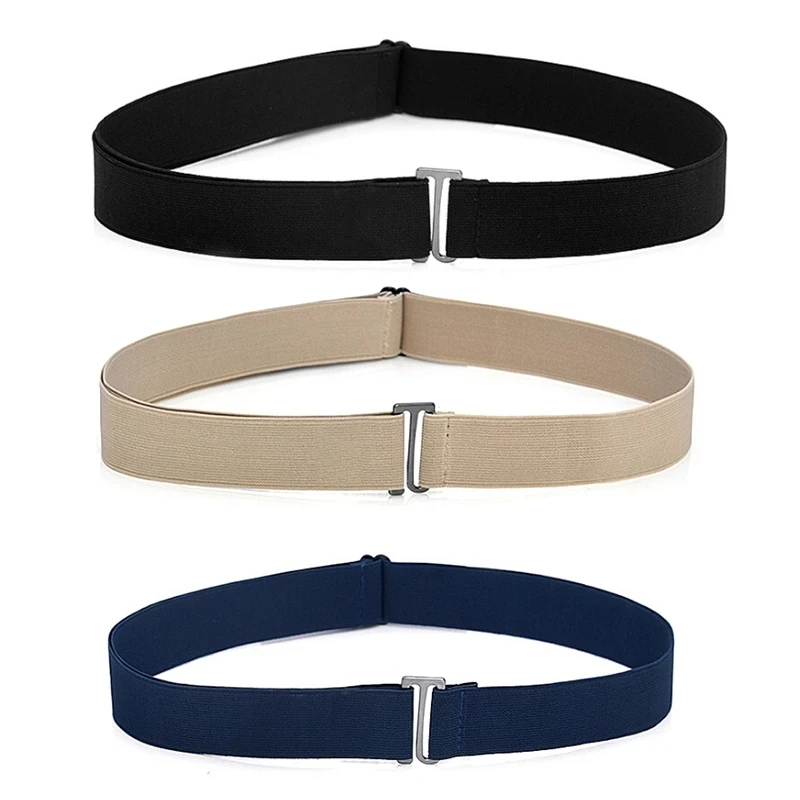 No Show Women Stretch Belt Invisible Elastic Web Strap Belt with Flat Buckle for Jeans Pants Dresses