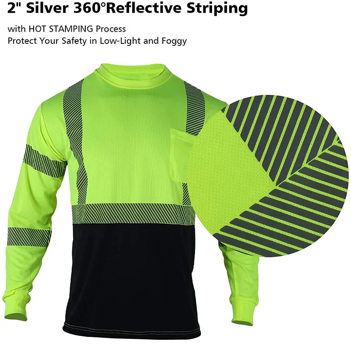 Customized Logo ANSI Class 2 Shirt Work Wear Long Sleeve Reflective Mens Safety Shirts