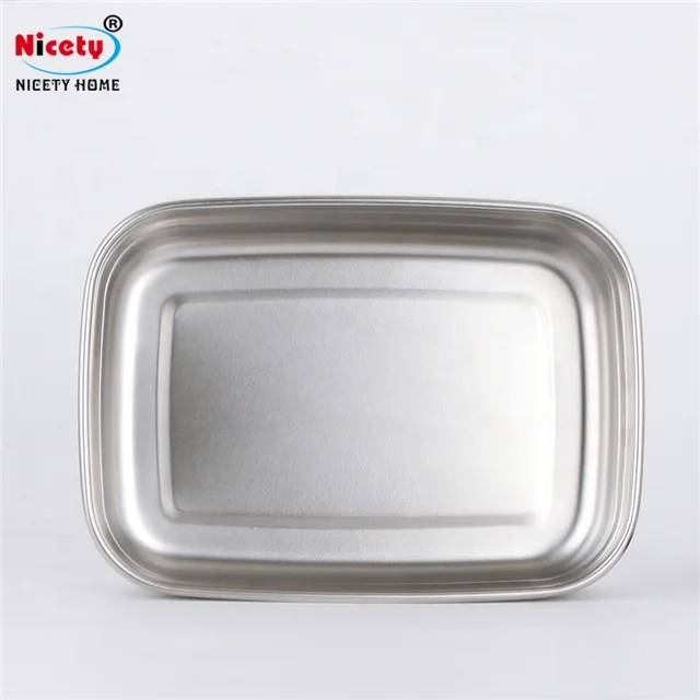 Rectangle 3 in 1 stainless steel 304 storage box plastic lid leak proof lunch box refrigerator food containers for kitchen