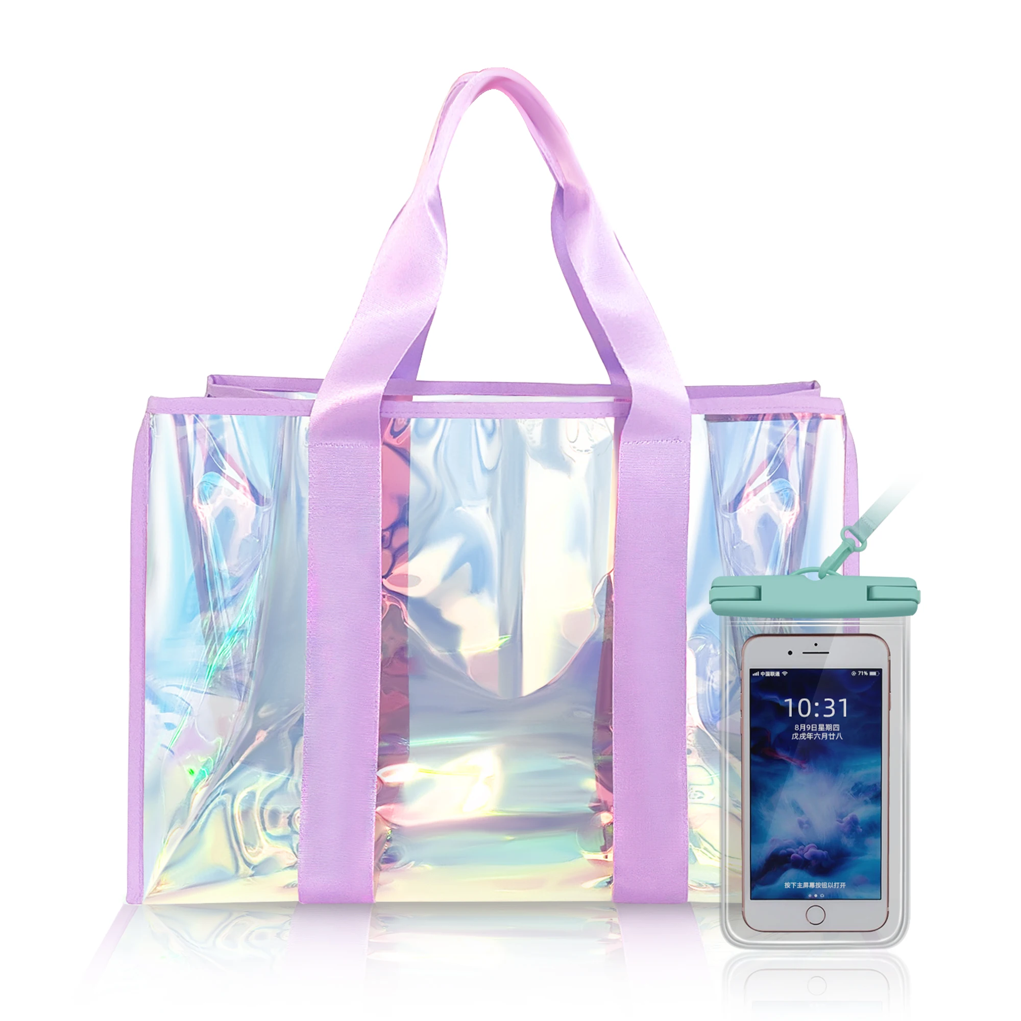 Stylish Trendy Iridescent Beach Waterproof Handbag Mobile Phone Case For Summer