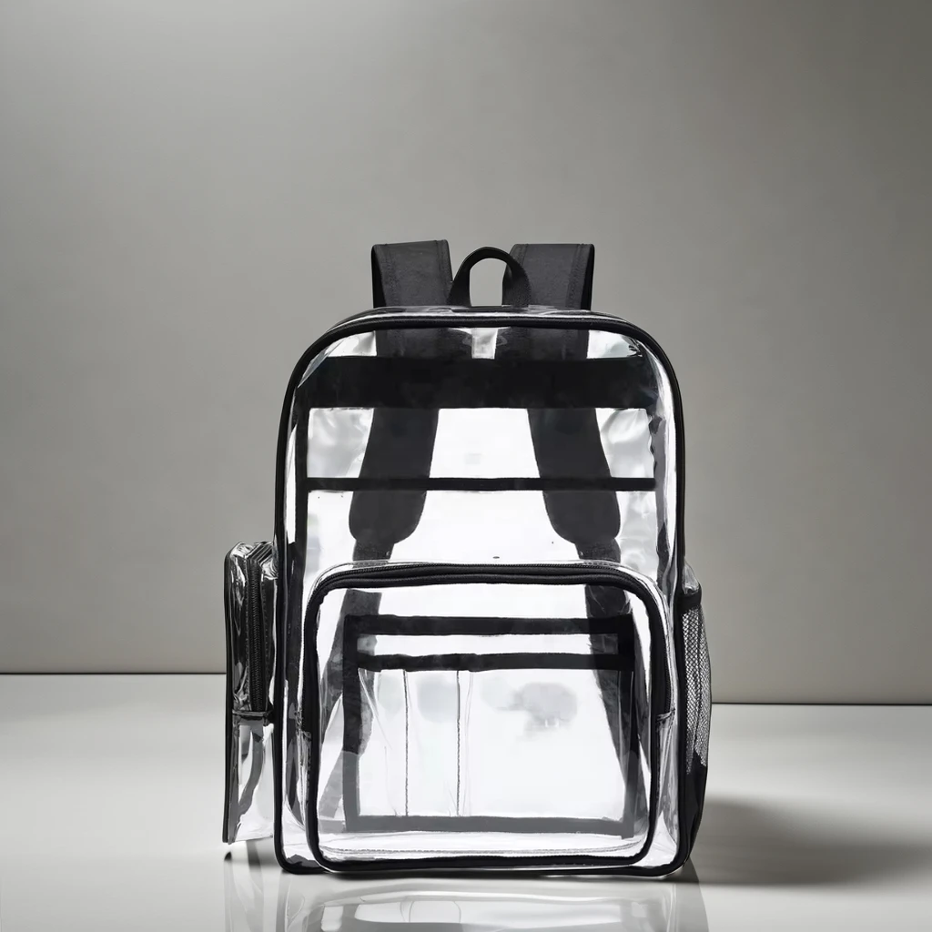 Hot Sale Heavy Duty Clear Backpack See Through Pvc Stadium Security Transparent Work Bag Green Backpack For School Work