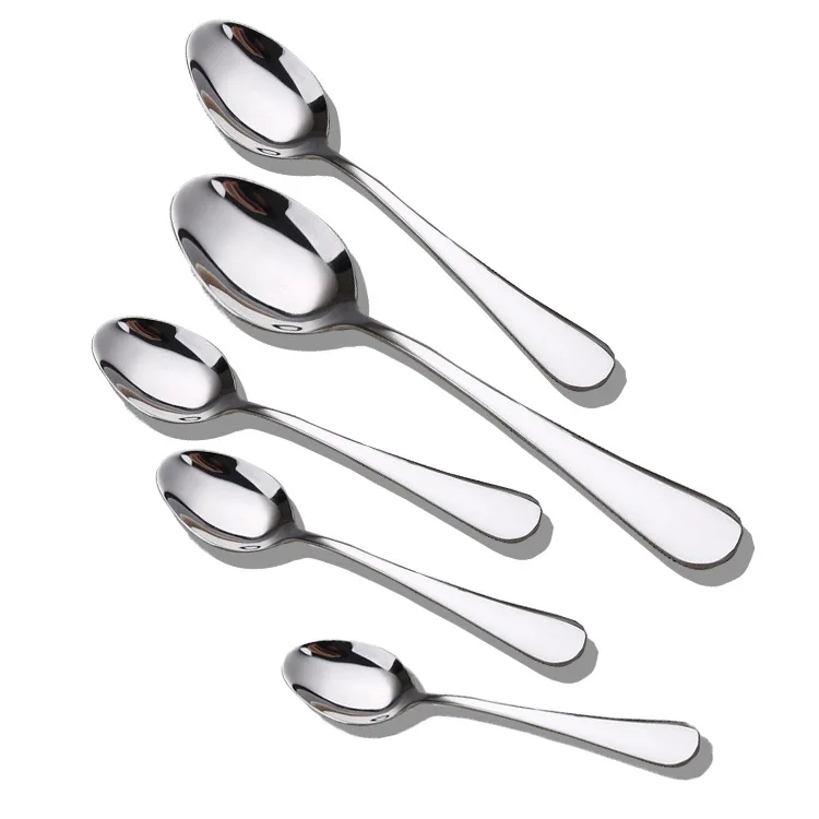 Wholesale Cooking Kitchen Eating Rice Soup Dessert Gold Silver Cutlery Silverware Stainless Steel Dessert Salad Dinner Spoon