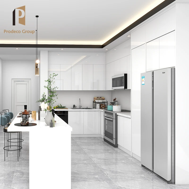 Melamine Kitchen Cabinet Flat Pack Plywood White Modular Modern Designs Kitchen Cabinets Wholesale