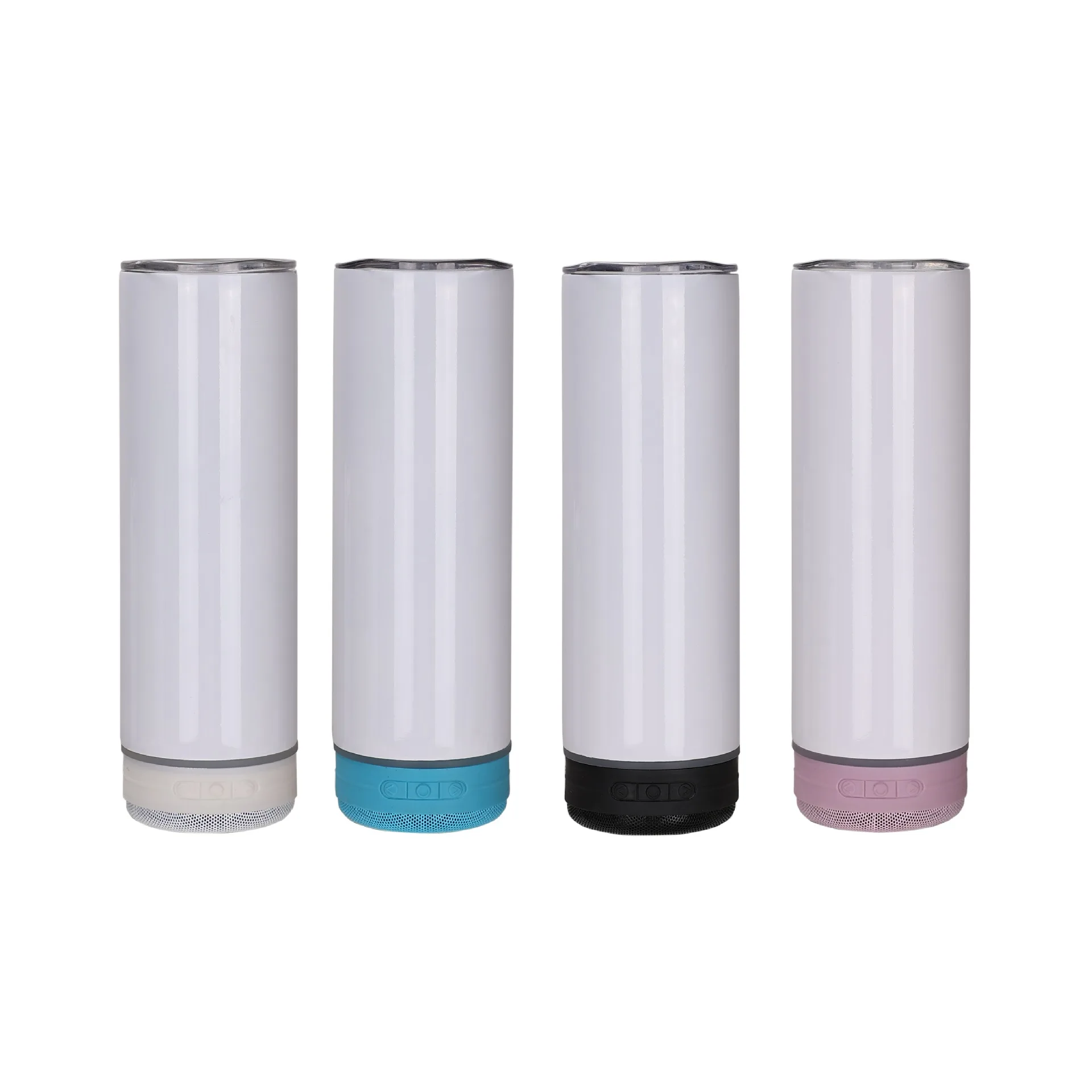 Wholesale Dye Sublimation Blanks Straight Tumbler Smart Speaker 20oz Stainless Steel Blank Mugs Wireless Speaker Music Tumbler
