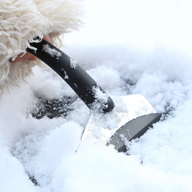 Mini winter car rubber handle stainless steel snow shovel car squeegee ice snow scraper