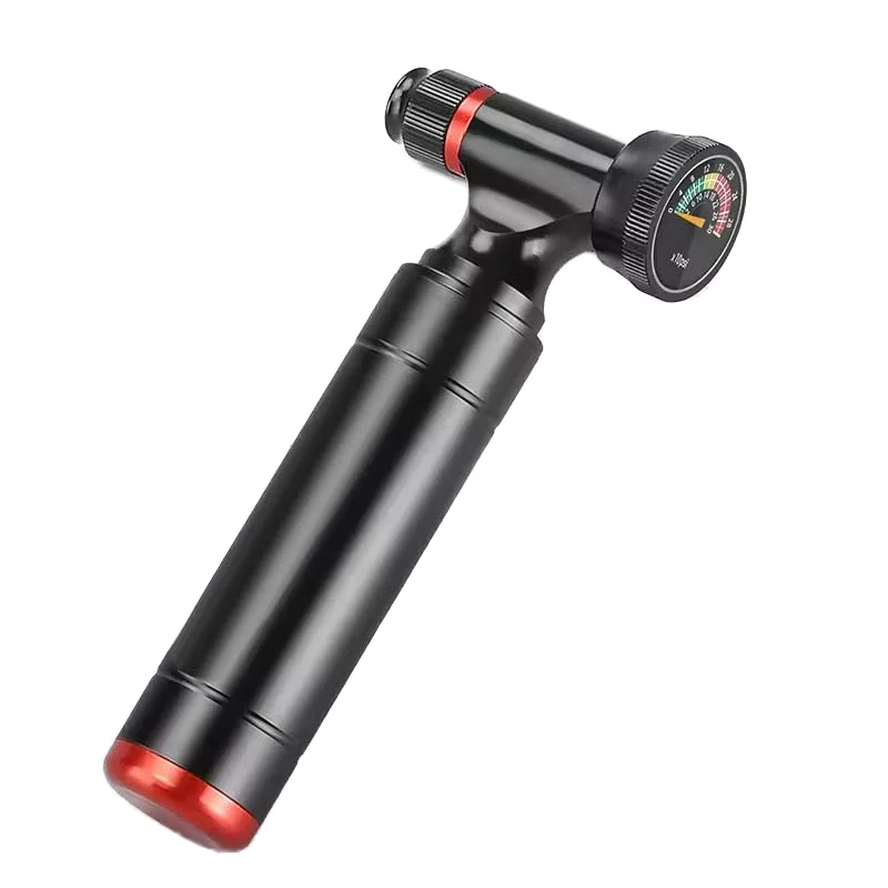High Pressure CO2 Inflator Bike Hand Pump with Air Gauge Convenient Bicycle Pump with Presta Schrader Valve Adapter