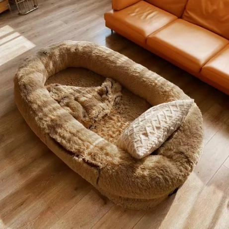 Large Human Dog Bed for Adult Doze Off Giant Dog Bed for Large Dog Foldable Adjustable Fits Pet Families