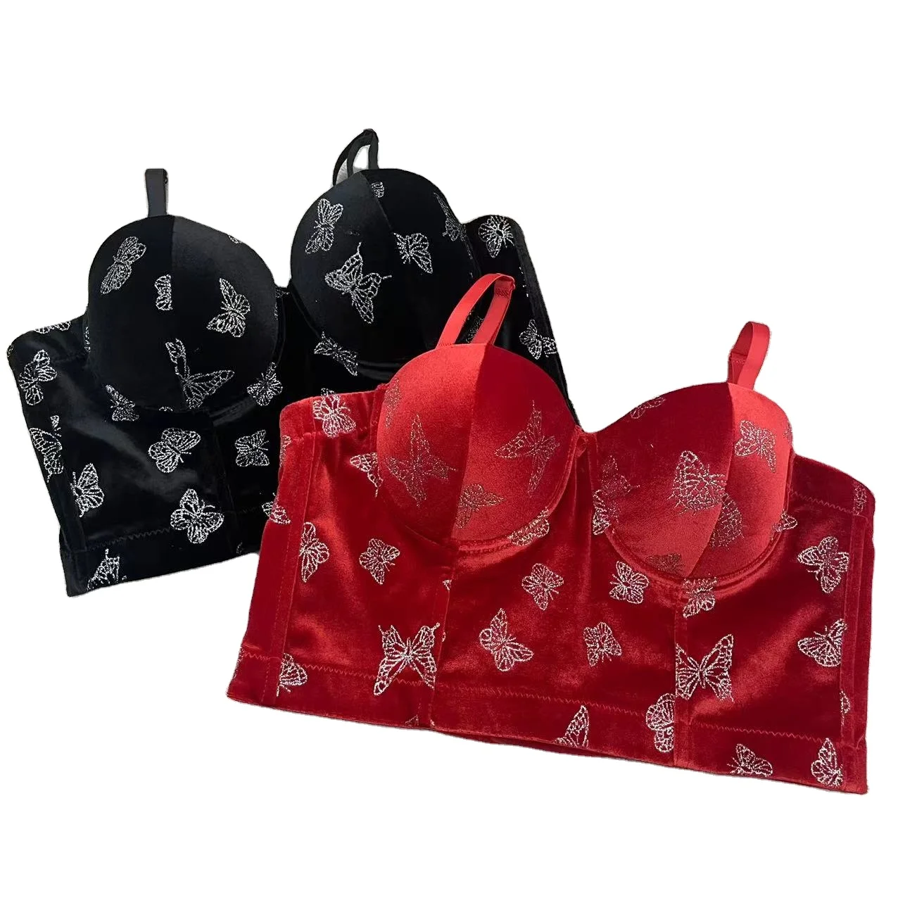 Fishbone Bra For Autumn And Winter Gold Velvet For Outer Wear Slimming Sexy And Versatile With Breast Pads Steel Ring Adjustable