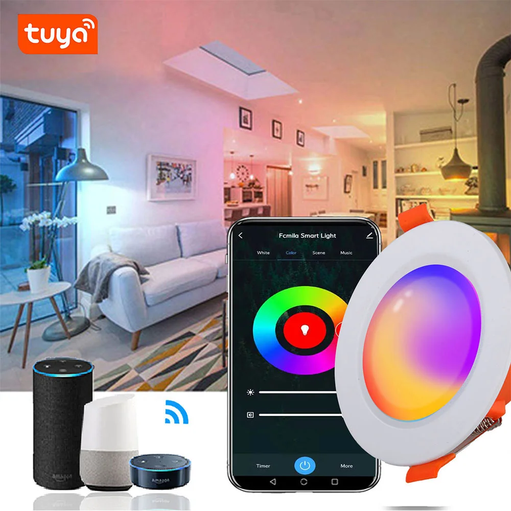 Прямая поставка умный светодиодный светильник с регулируемой яркостью Wi-Fi Tuya RGB белый совместим Alexa Google Home умные светодиодные