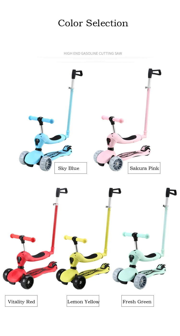 Hot sale custom Toddler Scooter 3-in-1 Kids Scooter with Flashing Wheels Adjustable Push Bar 3 Wheel Scooter for Kids