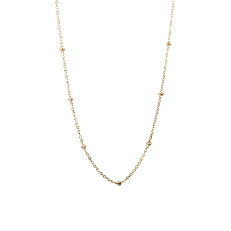 Minimalist Jewellery Necklaces Choker 925 Sterling Silver Bobble Chain Satellite Necklace