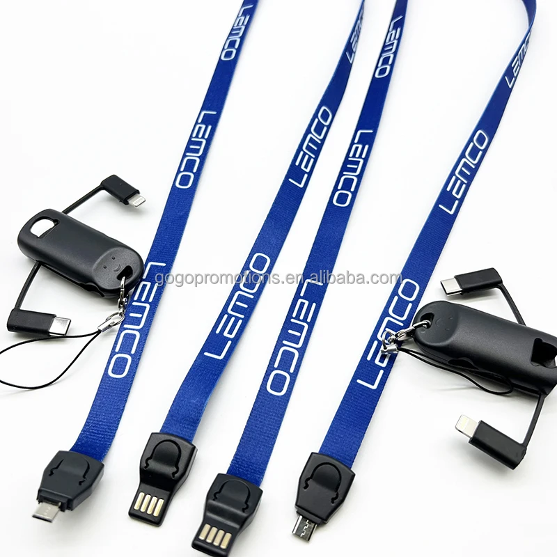 Multi color design Logo mobile phone data cable New Technique and fashion exterior usb cable charging lanyard