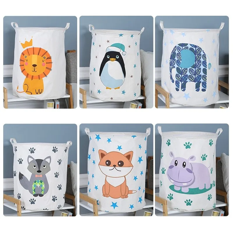 Canvas Fabric Laundry Hamper-Collapsible Storage Bin with Handles