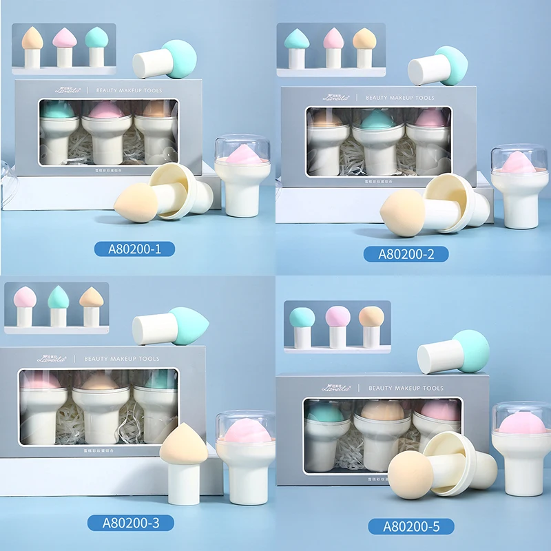 Lameila 3 в 1 красочная губка для макияжа Marshmallow с ручкой без латекса набор спонжей A80200
