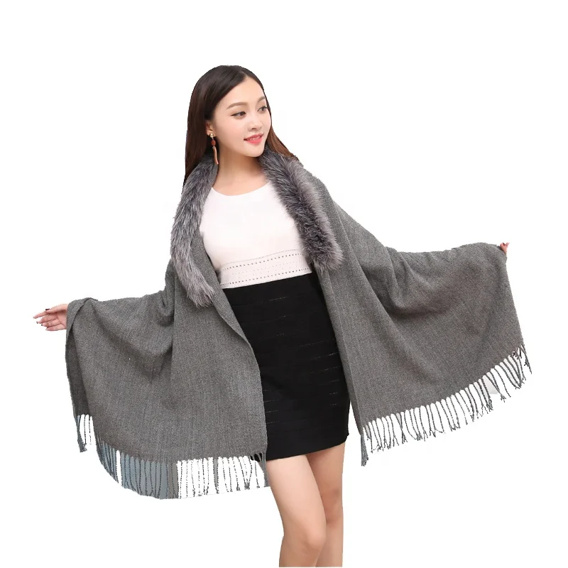 
Fashion Women Autumn Winter Thick Shawl Faux Fur Cashmere Pashmina Scarves Solid Wedding Shawls 