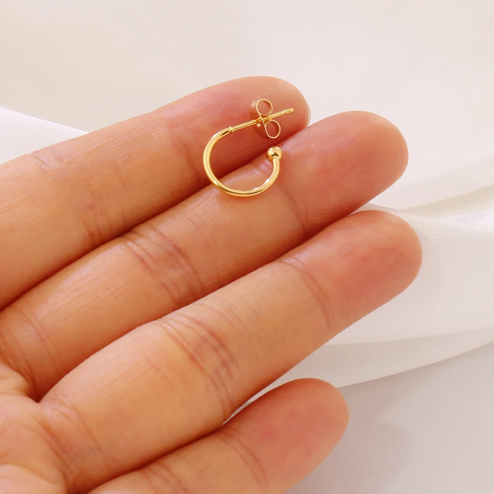 30PCS C Shape Stainless Steel Half Circle End Bead 2.5MM Wire Open Hoop Earring Stud Charm Basis Earring Hook for DIY Jewlery