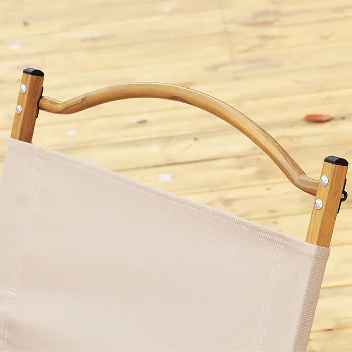 Outdoor Wood Grain Aluminum Stool Wooden Handrail Folding Camping Chairs