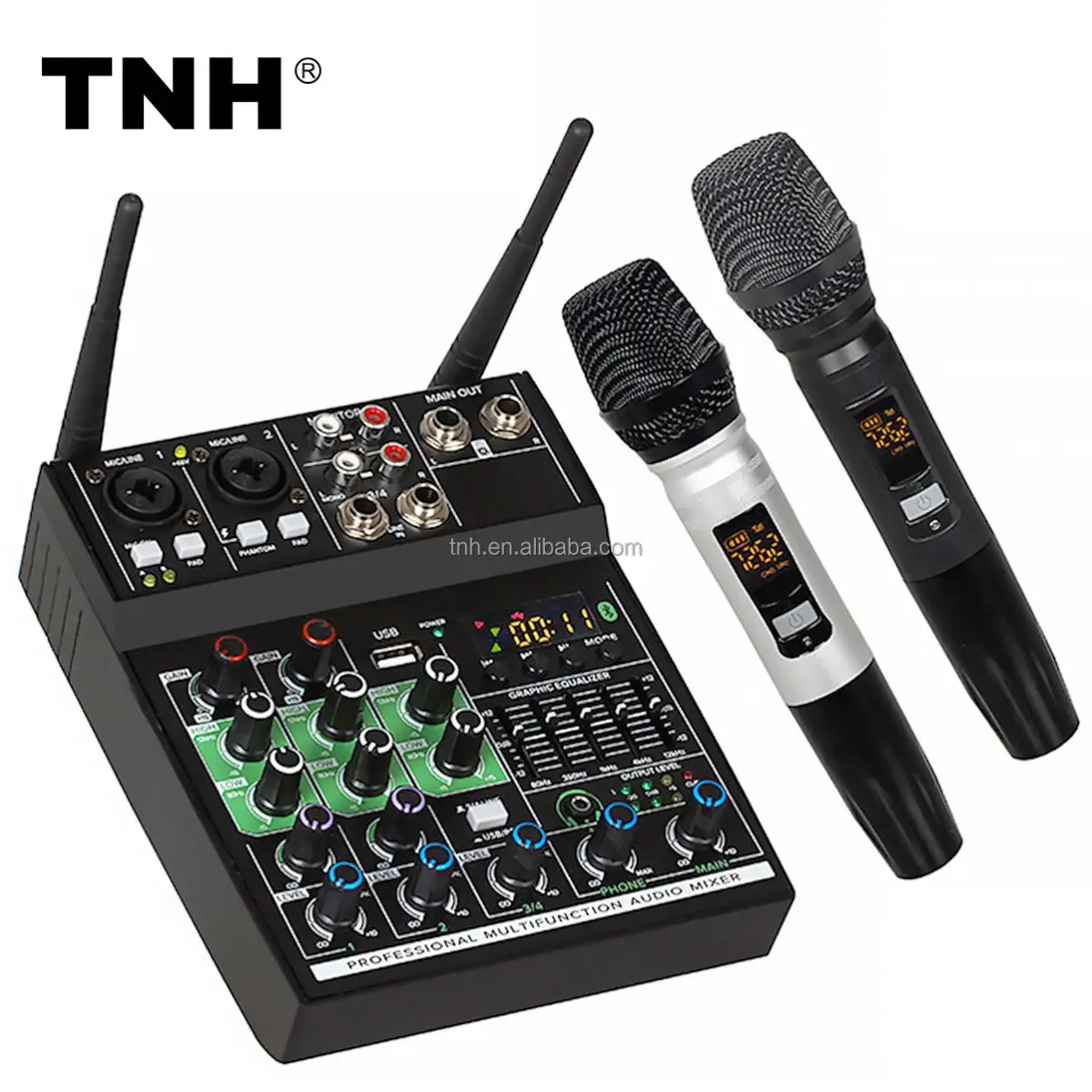 MC-GT40 Professional Console MP3 Home Stage Performance Mixer 5 Channel Digital Audio Mixer with Microphones