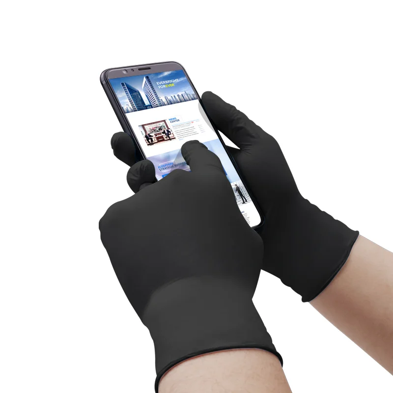 6MIL Nitrile Gloves Disposable Black Makeup Vinyl Gloves Powder-Free Waterproof and Anti-Slip XL Size Free Sample