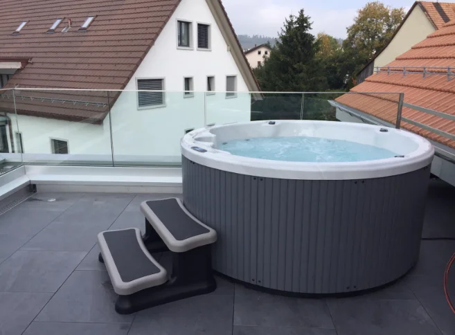 Modern Outdoor Hottub Balboa Control System White Freestanding Bathtub Portable Home Use Includes Stainless Steel Massage