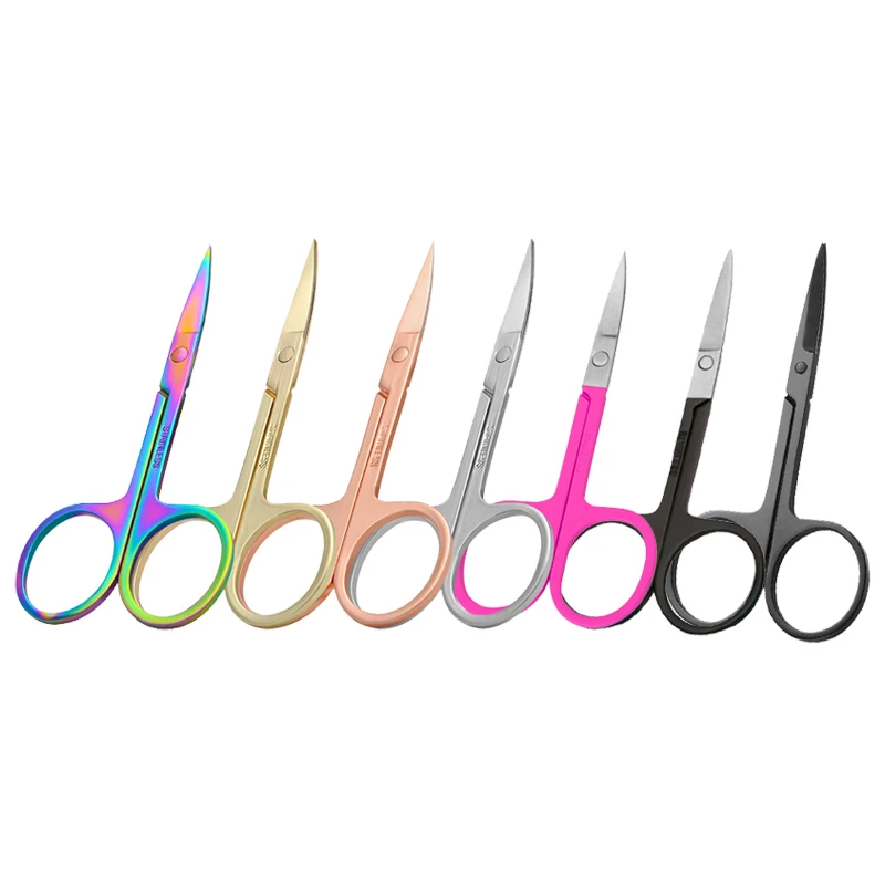 Custom Logo Top quality stainless steel eyebrow Nose eyelash Scissor private label eyelash tools