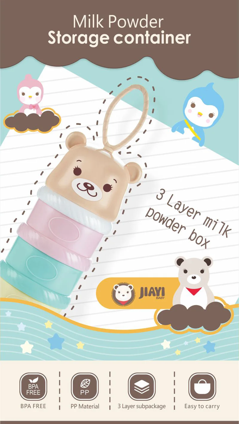 Wholesale Portable Infant Toddler 3/4 Layer Food Snack Storage Box Formula Dispenser Baby Milk Powder Container
