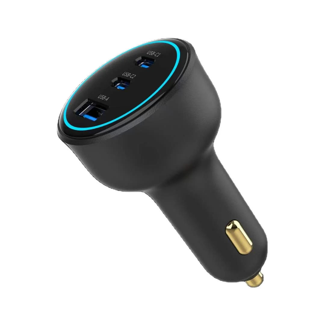Larger stock 100w 160w car charger usb c super fast charger dual port black for car