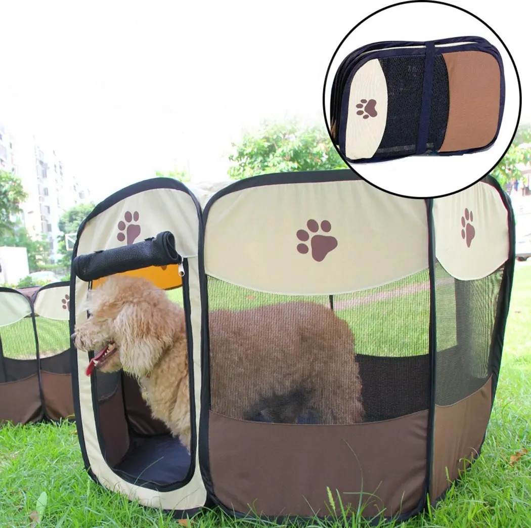 Portable Pet Playpen Dog Playpen Foldable Pet Exercise Pen Tents Dog Kennel House Playground for Puppy Cat Travel Camping Use