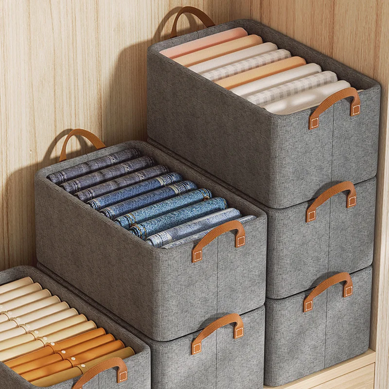 Storage boxes for clothes with Handles Closet Bedroom Drawers Organizers Cloth Organizer Storage Boxes fabric drawer
