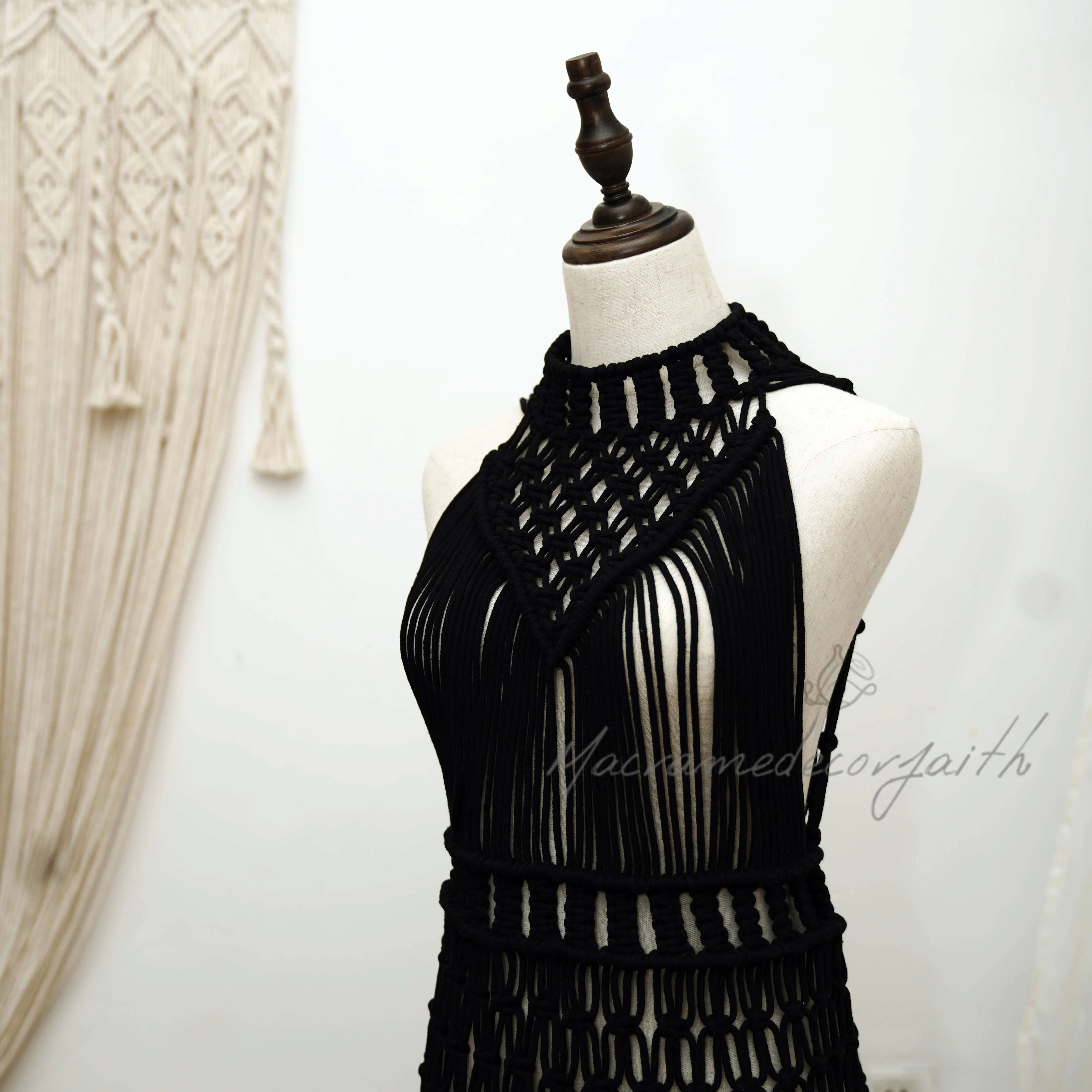 Festival Outfit Clothes Vintage Party Dress Handmade Beach Clotching Macrame Clothes Dresses