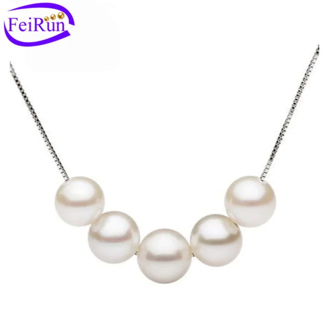 7-8mm Round AA+ S925 Sterling Silver Real Fresh Water Genuine Natural Freshwater Pearl Pendant Necklace