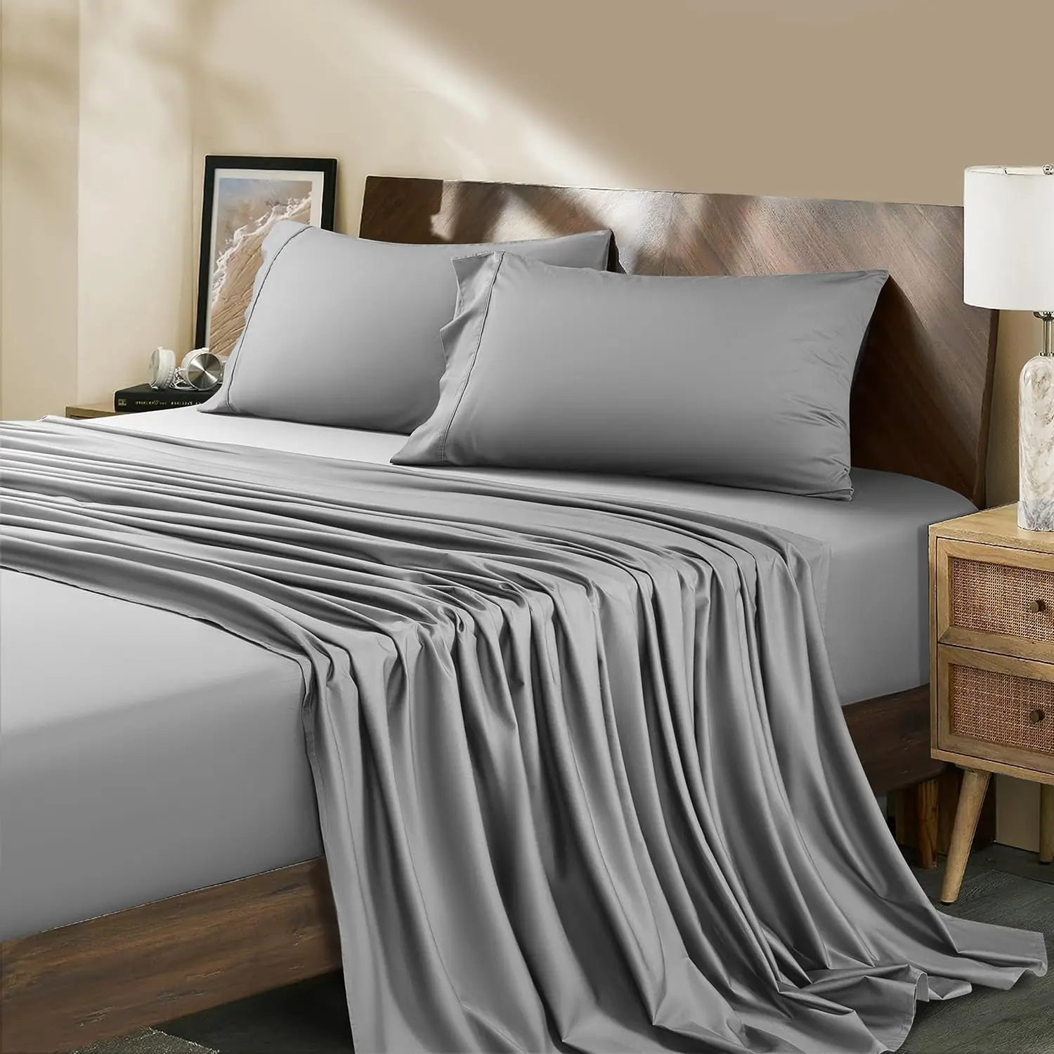 Cloudland King Size Bed Sheet Set Pure Cotton Luxury 100% Egyptian Cotton Bed Sheet For Home 400 Thread Count