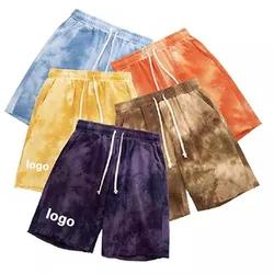 New 2022 Mens Plain or Tie die Print Tech Fleece Sweat shorts with Bonded Tape Pocket