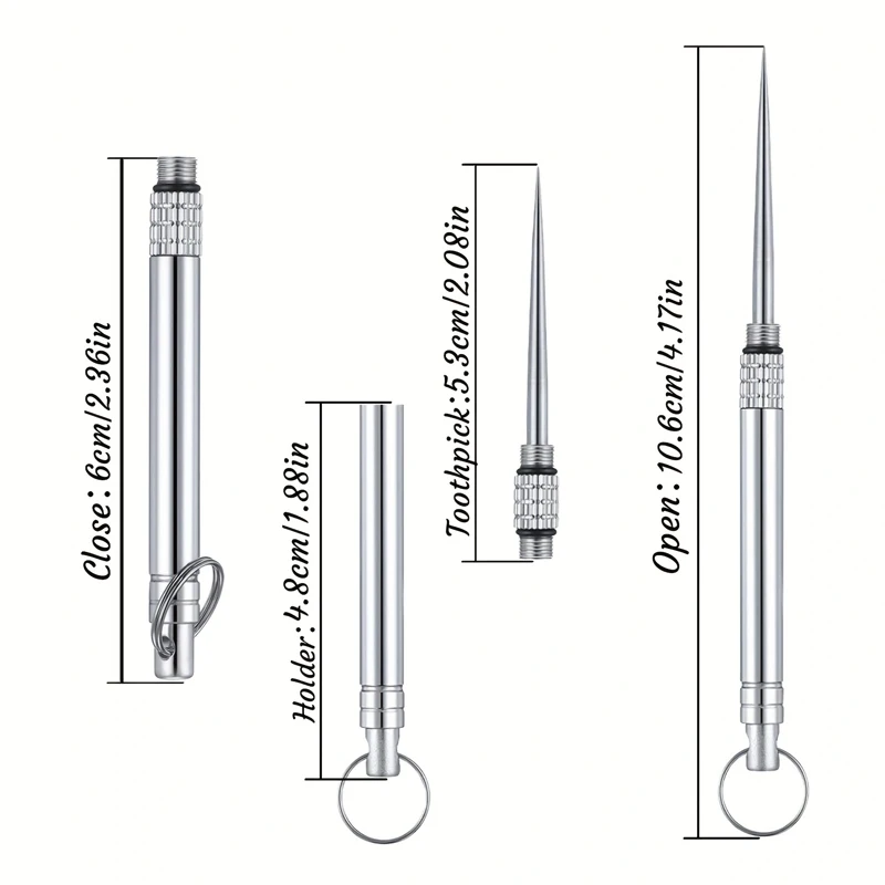 Portable Titanium Toothpicks Reusable Pocket Toothpicks, Multifunctional Toothpicks Keychain for Outdoor Travel Picnic Camping