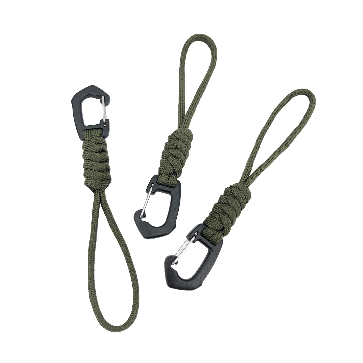 Handmade Paracord Lanyard Wrist Strap with Carabiner Survival Tool for Outdoor Activity