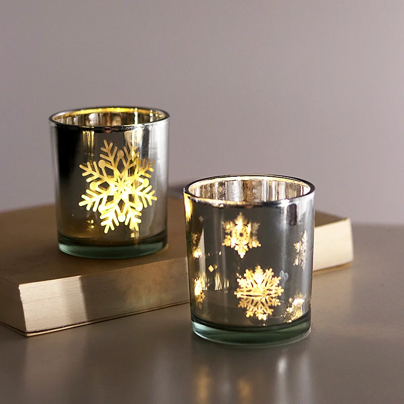 Christmas Ornaments Gifts Candle Jars Christmas Decoration Supplies Custom Christmas Tree Elk Snowflake Glass Candle Jars